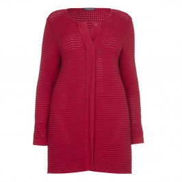 Marina Rinaldi textured red cotton CARDIGAN - Plus Size Collection