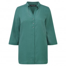 MARINA RINALDI TEAL LINEN SHIRT - Plus Size Collection