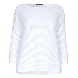 Marina Rinaldi horizontal rib white cotton SWEATER - Plus Size Collection