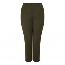MARINA RINALDI TROUSERS WITH HEM STRAPS OLIVE - Plus Size Collection