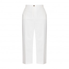 Marina Rinaldi Wide Leg Cropped Stretch Cotton Trousers White - Plus Size Collection