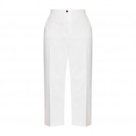 Marina Rinaldi Wide Leg Cropped Stretch Cotton Trousers White - Plus Size Collection