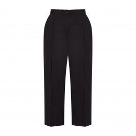Marina Rinaldi Wide Leg Cropped Stretch Cotton Trousers Black - Plus Size Collection