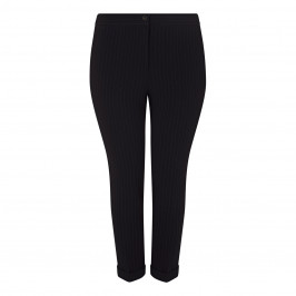 MARINA RINALDI PINSTRIPE TROUSER WITH TURN UP BLACK - Plus Size Collection
