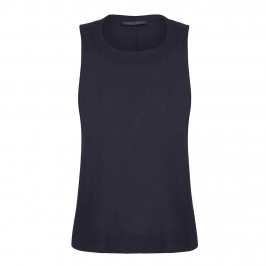 MARINA RINALDI LONG NAVY LINEN VEST - Plus Size Collection