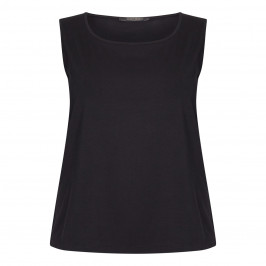 MARINA RINALDI SLEEVELESS COTTON JERSEY VEST BLACK - Plus Size Collection