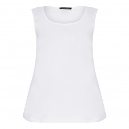 MARINA RINALDI ROUND NECK STRETCH JERSEY VEST WHITE - Plus Size Collection