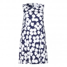 Marina Rinaldi navy abstract floral print DRESS with optional sleeves - Plus Size Collection