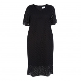 MARINA RINALDI PURE COTTON BLACK SANGALO LACE DRESS  - Plus Size Collection