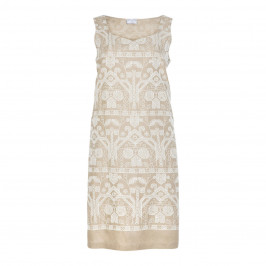 MARINA RINALDI LINEN EMBROIDERED DRESS WITH OPTIONAL SLEEVES - Plus Size Collection
