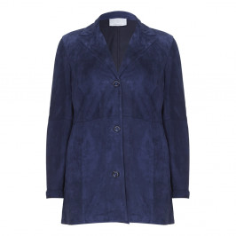 Marina Rinaldi blue suede 3-button JACKET - Plus Size Collection