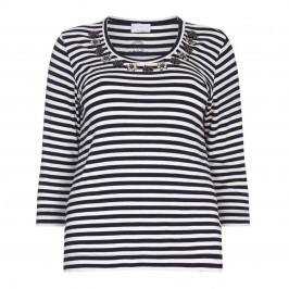 Marina Rinaldi embellished navy stripe TOP - Plus Size Collection