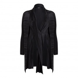 Mashiah Black Textured Coat With Layers  - Plus Size Collection