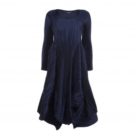 MASHIAH NAVY SATIN PLISSE DRESS - Plus Size Collection