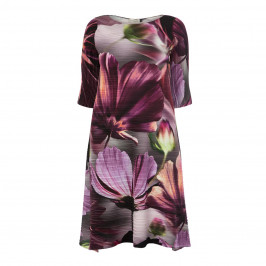 MASHIAH FLORAL PRINT SATIN PLISSE DRESS - Plus Size Collection