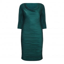 MASHIAH TEAL GREEN COWL NECK WIGGLE DRESS - Plus Size Collection