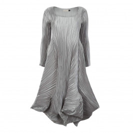 MASHIAH SATIN PLISSE SILVER DRESS - Plus Size Collection