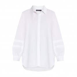 ELENA MIRO BOX PLEAT COTTON POPLIN SHIRT WHITE - Plus Size Collection