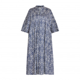 ELENA MIRO PRINT DRESS BLUE AND WHITE  - Plus Size Collection