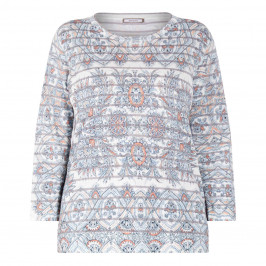 ELENA MIRO PAISLEY PRINT KNITTED TUNIC BLUE  - Plus Size Collection