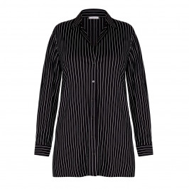 ELENA MIRO LONG PINSTRIPE SHIRT BLACK - Plus Size Collection