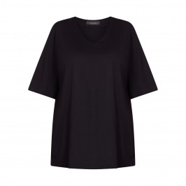 ELENA MIRO BUTTON BACK TOP BLACK - Plus Size Collection