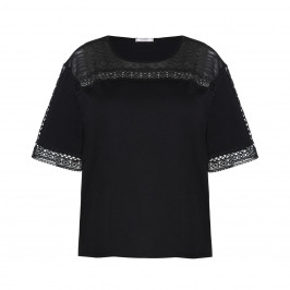 ELENA MIRO LACE INSERT TOP BLACK - Plus Size Collection