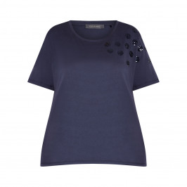 ELENA MIRO SEQUIN EMBELLISHED T-SHIRT NAVY - Plus Size Collection