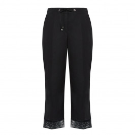 ELENA MIRO LACE HEM TROUSERS BLACK - Plus Size Collection