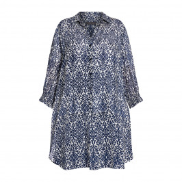 ELENA MIRO LONG SHIRT NAVY  - Plus Size Collection