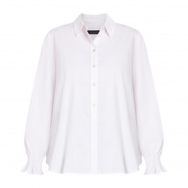 ELENA MIRO PLEATED CUFF SHIRT WHITE  - Plus Size Collection