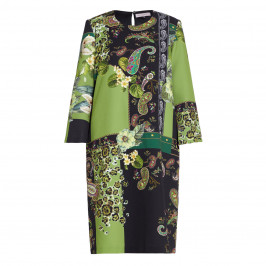 PIERO MORETTI PAISLEY PRINT DRESS GREEN - Plus Size Collection