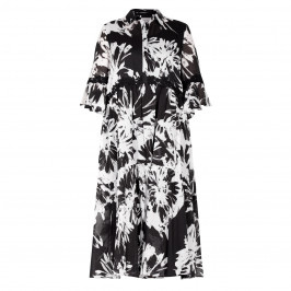 PIERO MORETTI BLACK AND WHITE GEORGETTE MIDI DRESS - Plus Size Collection