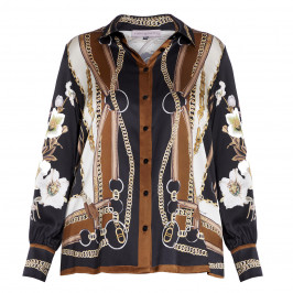 PIERO MORETTI SILK PRINT SHIRT BRONZE - Plus Size Collection