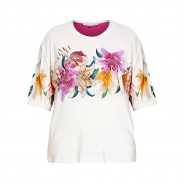 PIERO MORETTI LILY PRINT EMBELLISHED TOP  - Plus Size Collection