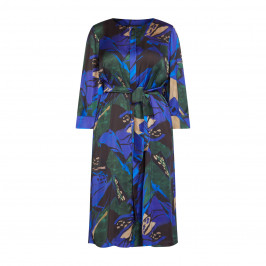 MARINA RINALDI BOLD FLORAL SATIN DRESS COBALT - Plus Size Collection