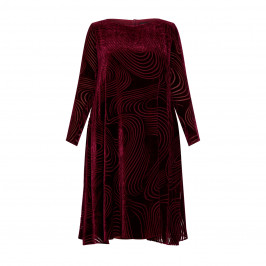 MARINA RINALDI DEVORÉ VELVET DRESS BORDEAUX - Plus Size Collection