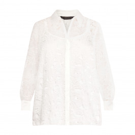 MARINA RINALDI FLORAL LACE SHIRT WHITE  - Plus Size Collection