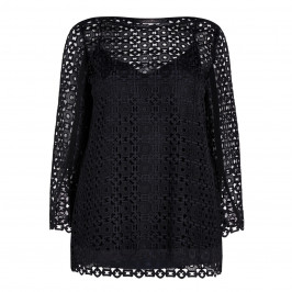 MARINA RINALDI CROCHET TUNIC BLACK - Plus Size Collection