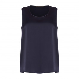 MARINA RINALDI SATIN TOP NAVY - Plus Size Collection