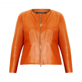 MARINA RINALDI LEATHER JACKET TANGERINE - Plus Size Collection