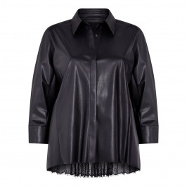 MARINA RINALDI PLEATED BACK FAUX-LEATHER SHIRT - Plus Size Collection