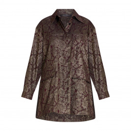 MARINA RINALDI GOLD AND BORDEAUX BROCADE JACKET - Plus Size Collection