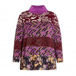 MARINA RINALDI INTARSIA SWEATER MAGENTA  - Plus Size Collection