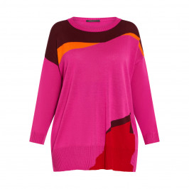 MARINA RINALDI ABSTRACT INTARSIA KNITTED TUNIC FUCHSIA  - Plus Size Collection