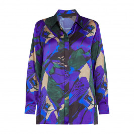 MARINA RINALDI GEOMETRIC PRINT SHIRT COBALT - Plus Size Collection