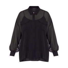 MARINA RINALDI SILK CHIFFON SHIRT BLACK - Plus Size Collection