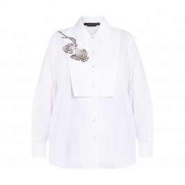 MARINA RINALDI JEWEL EMBELLISHED SHIRT WHITE - Plus Size Collection