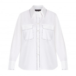 MARINA RINALDI DIAMANTE EMBELLISHED WHITE SHIRT - Plus Size Collection