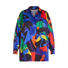 MARINA RINALDI BOLD ABSTRACT SATIN SHIRT - Plus Size Collection